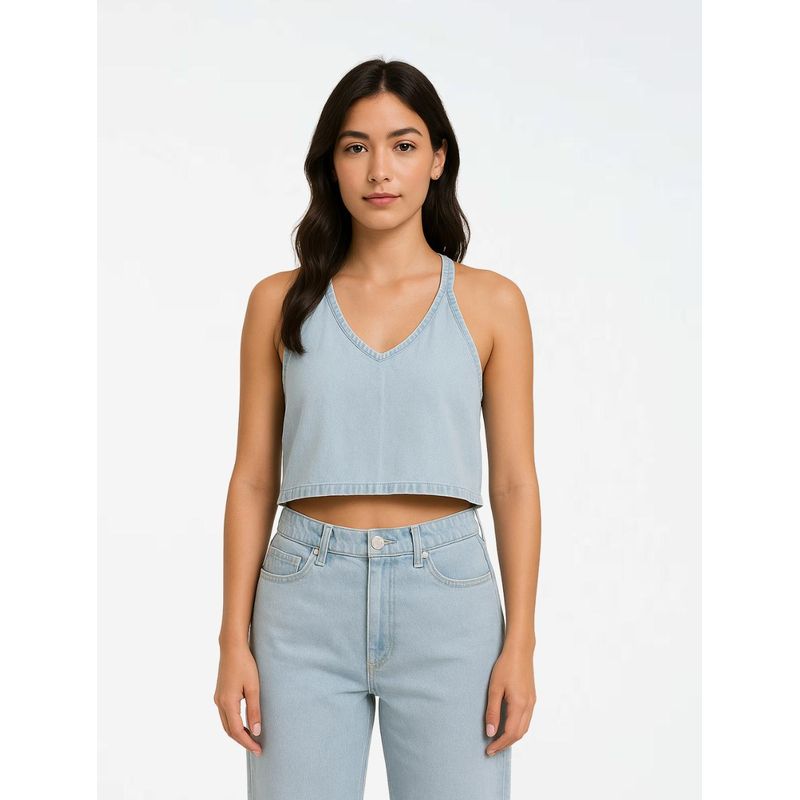 MOLGOA - Crop Top Denim Para Mujer - The Soul