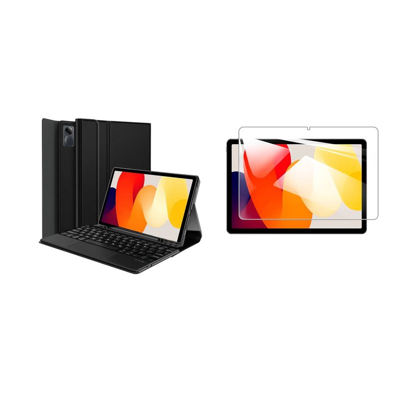 GENERICO - Estuche Teclado Touchpad Para Xiaomi Redmi Pad SE 11 + Vidrio Negro