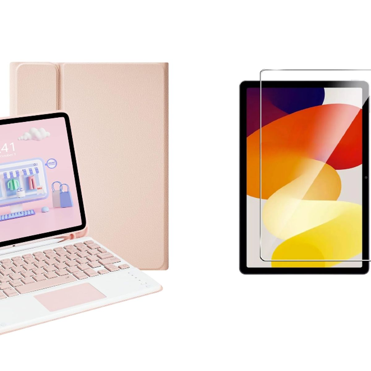 GENERICO - Estuche Teclado Touchpad Para Xiaomi Redmi Pad SE 11 + Vidrio Rosa