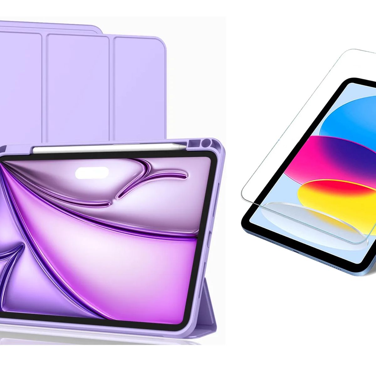 GENERICO - Funda Smart Case Espacio Pencil Para iPad A16 2025 Lila + Vidrio