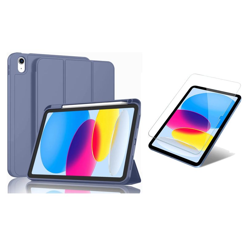 GENERICO - Funda Smart Case Espacio Pencil Para iPad A16 2025 Lavanda + Vidrio