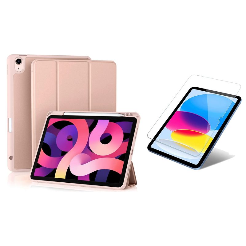 GENERICO - Forro Funda Estuche Smart Case Para iPad Air 11 M2 2024 Rosa + Vidrio