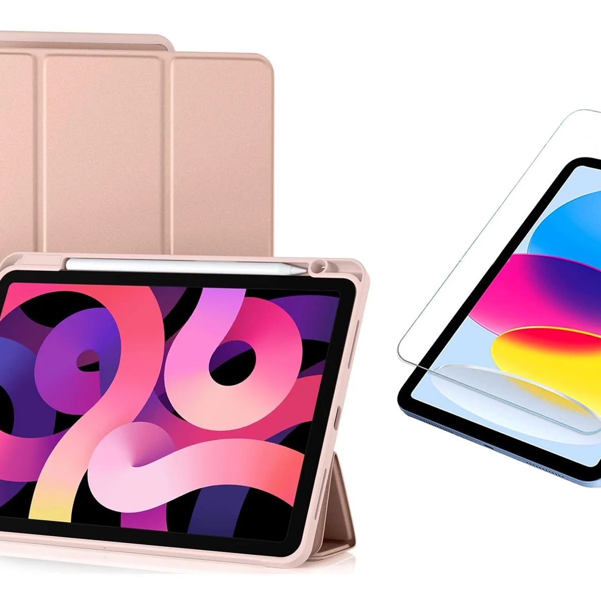 GENERICO - Forro Funda Estuche Smart Case Para iPad Air 11 M3 2025 Rosa + Vidrio