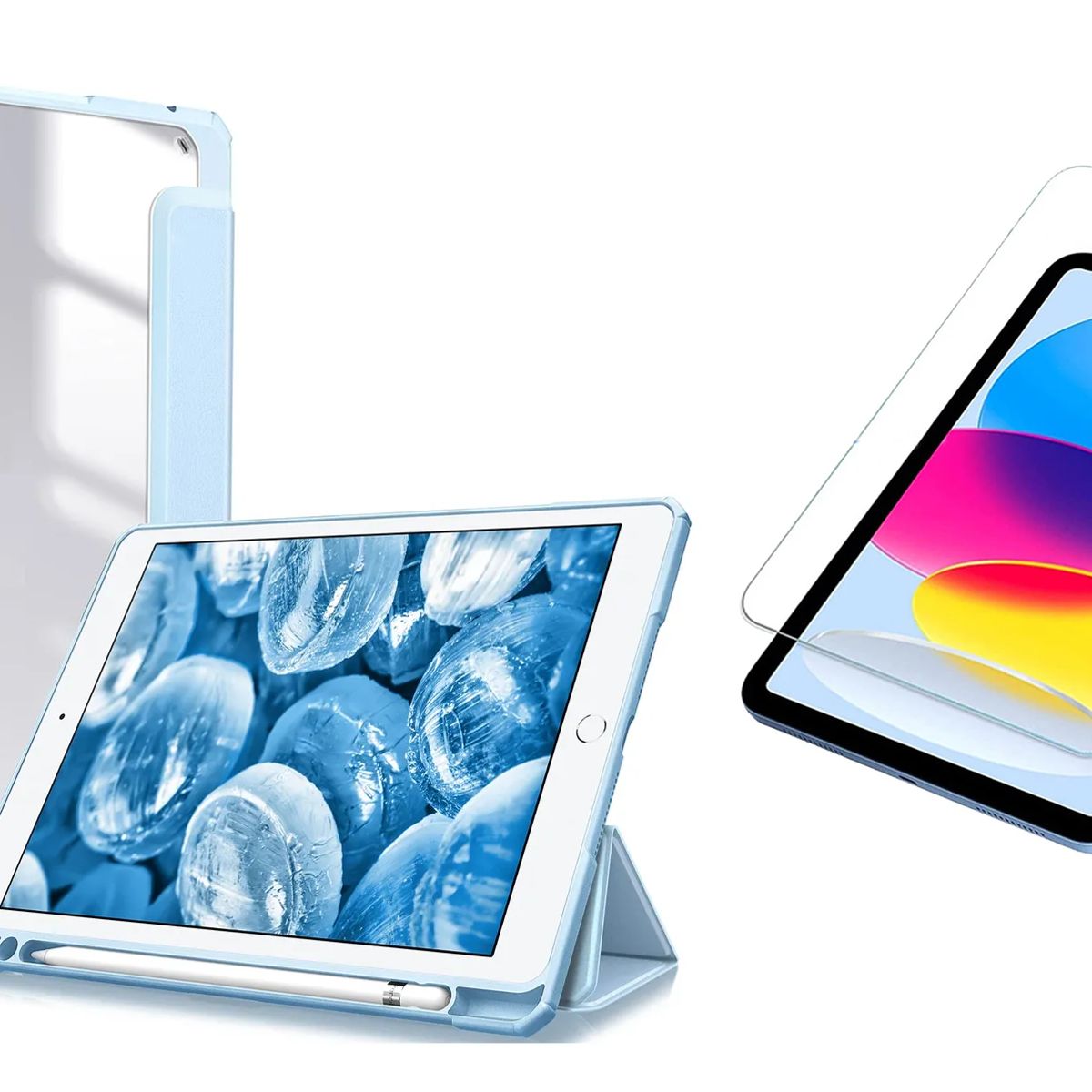 GENERICO - Estuche Smart Case Clear Para iPad A16 11th año 2025 Azul + Vidrio
