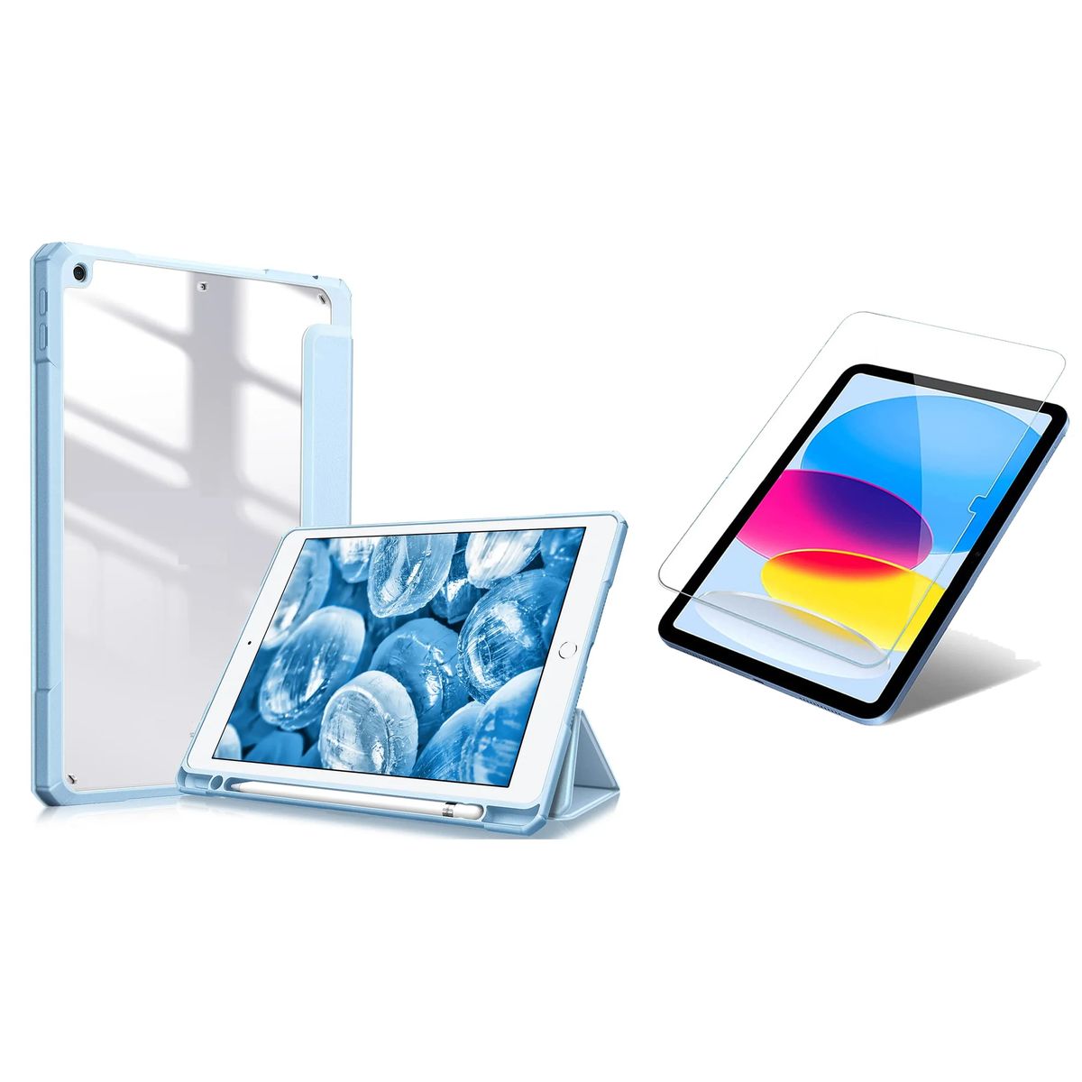 GENERICO - Estuche Smart Case Clear Para iPad A16 11th año 2025 Azul + Vidrio
