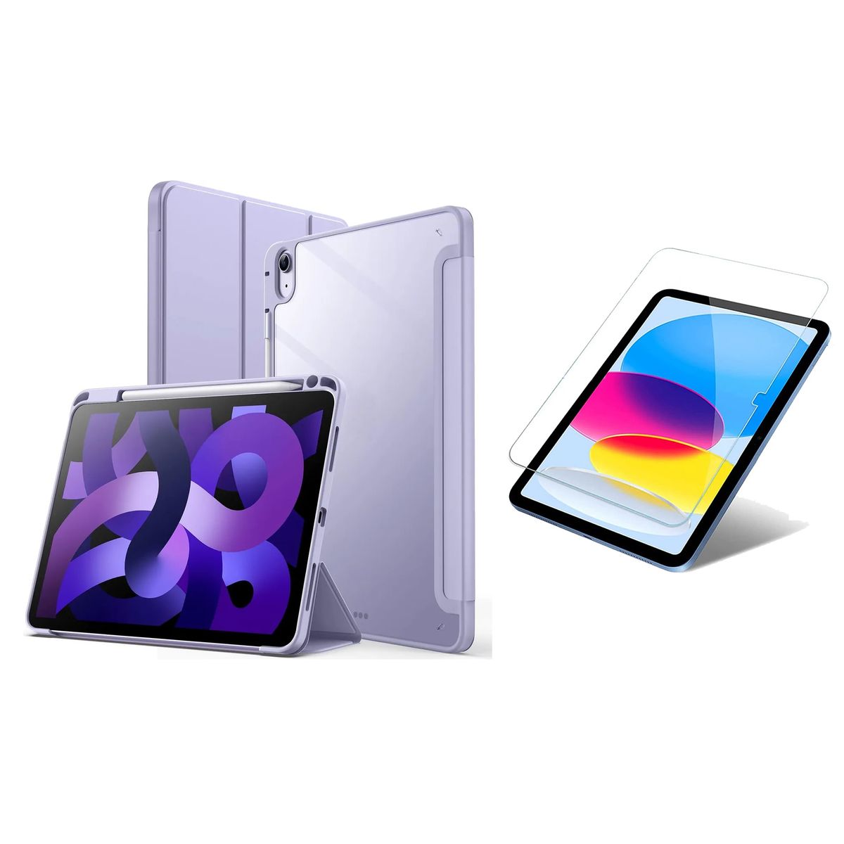 GENERICO - Estuche Smart Case Clear Para iPad A16 11th año 2025 Lavanda + Vidrio