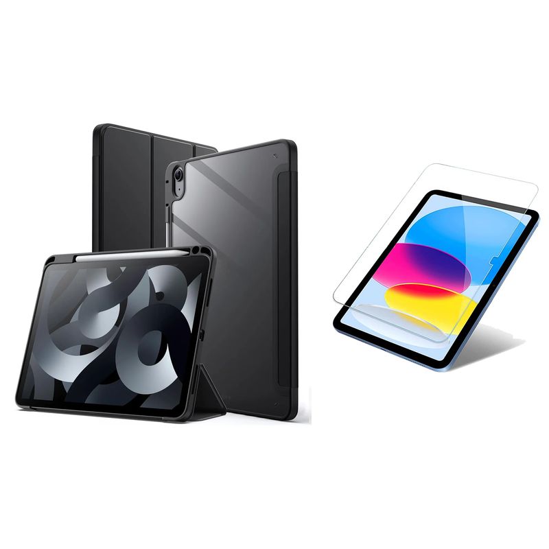 GENERICO - Estuche Smart Case Clear Para iPad A16 11th año 2025 Negro + Vidrio