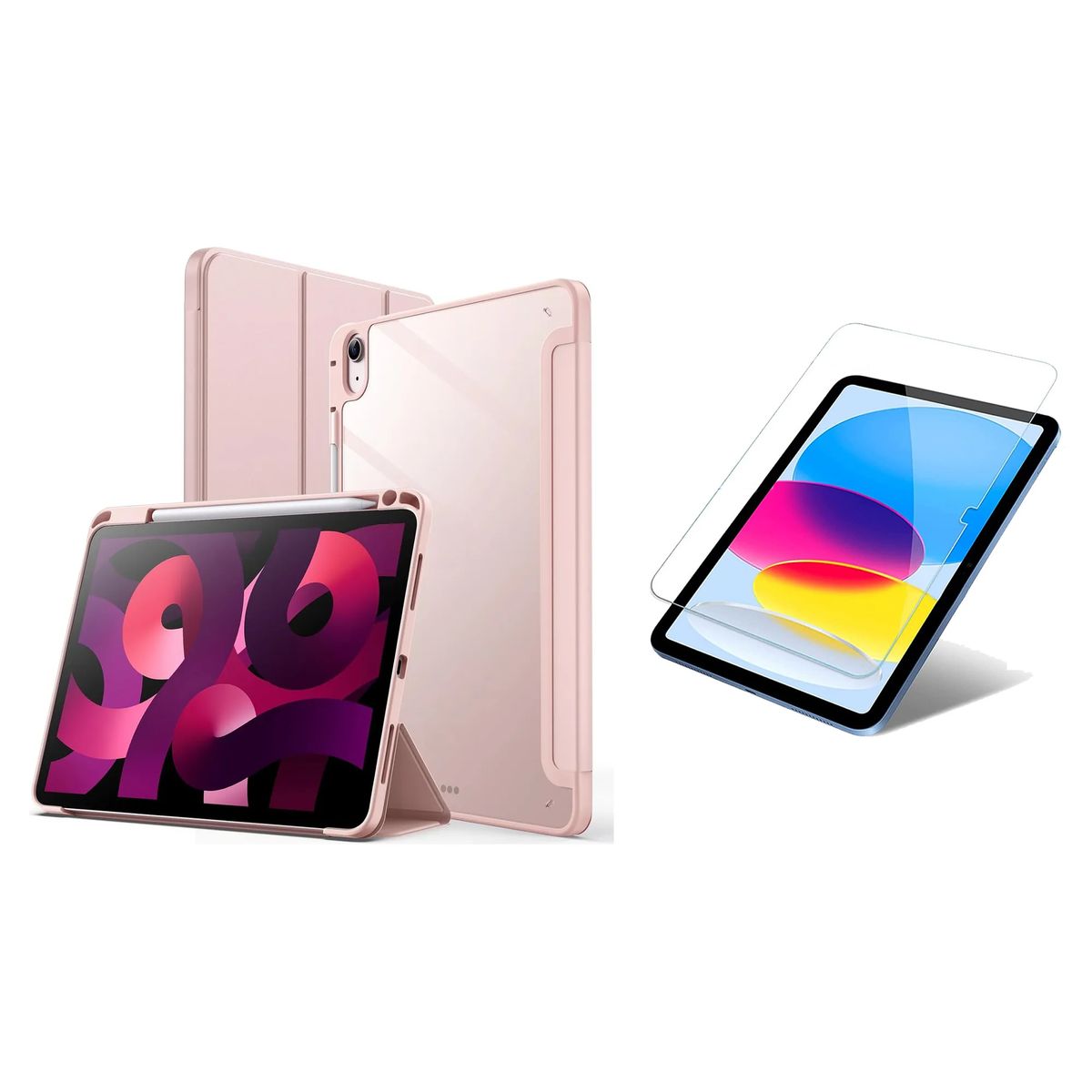 GENERICO - Estuche Smart Case Clear Para iPad A16 11th año 2025 Rosa + Vidrio