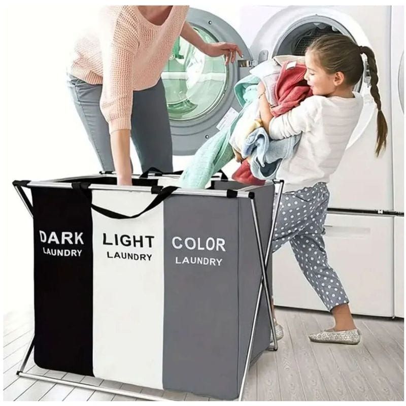 CLEAR - Cesta Para La Ropa Sucia 3 Espacios