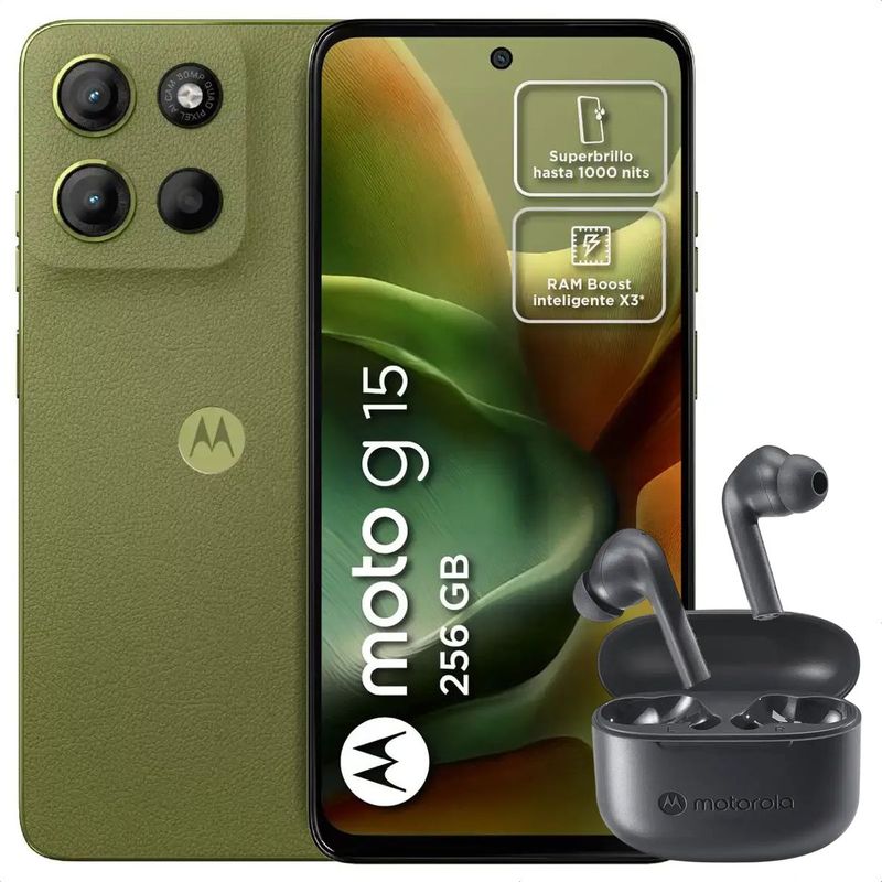 MOTOROLA - Celular Motorola Moto G15 256GB /4GB Vrd + Moto Buds 065 Blk