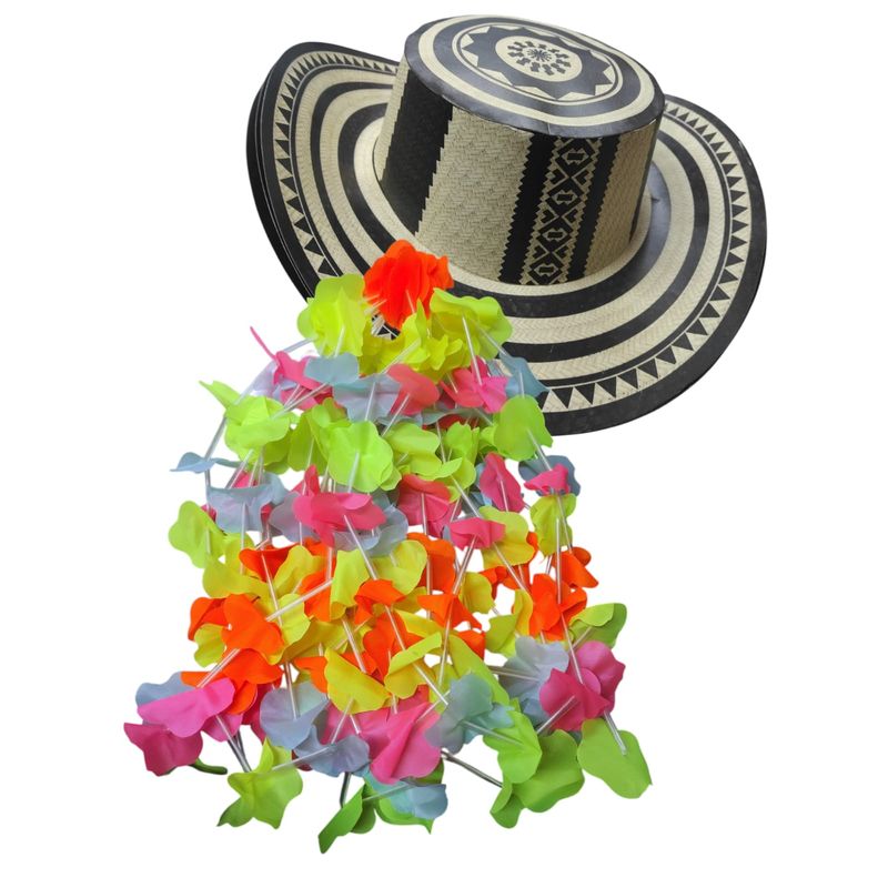 GENERICO - 12 Sombreros Carton Y 12 Collares Fiestas Hora Loca