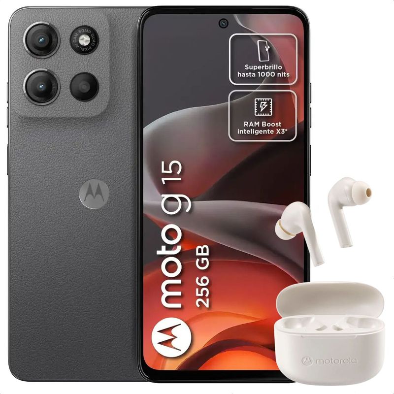 MOTOROLA - Celular Motorola Moto G15 256GB /4GB Gris + Moto Buds 065 Wht