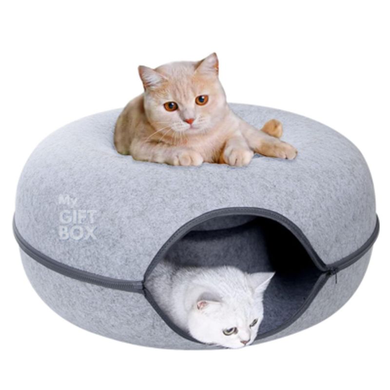 GENERICO - Nido Cama Tipo Tunel en Forma de Dona para Gato
