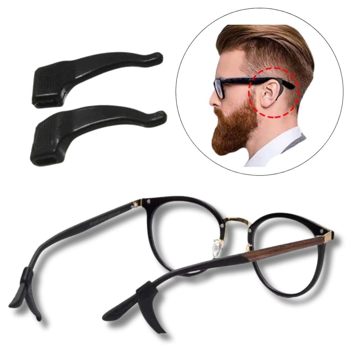 GENERICO - Soporte de Silicona para Gafas Ganchos Anticaída