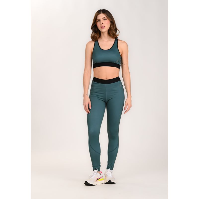 BELIFE - Legging verde con cortes y elástico para mujer