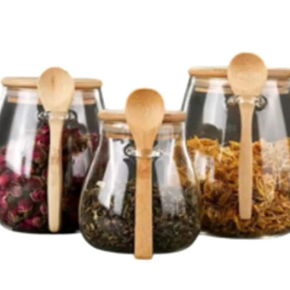 ICM - Juego de 3 Recipientes Herméticos de Vidrio Incluye Cuchara y Tapa.