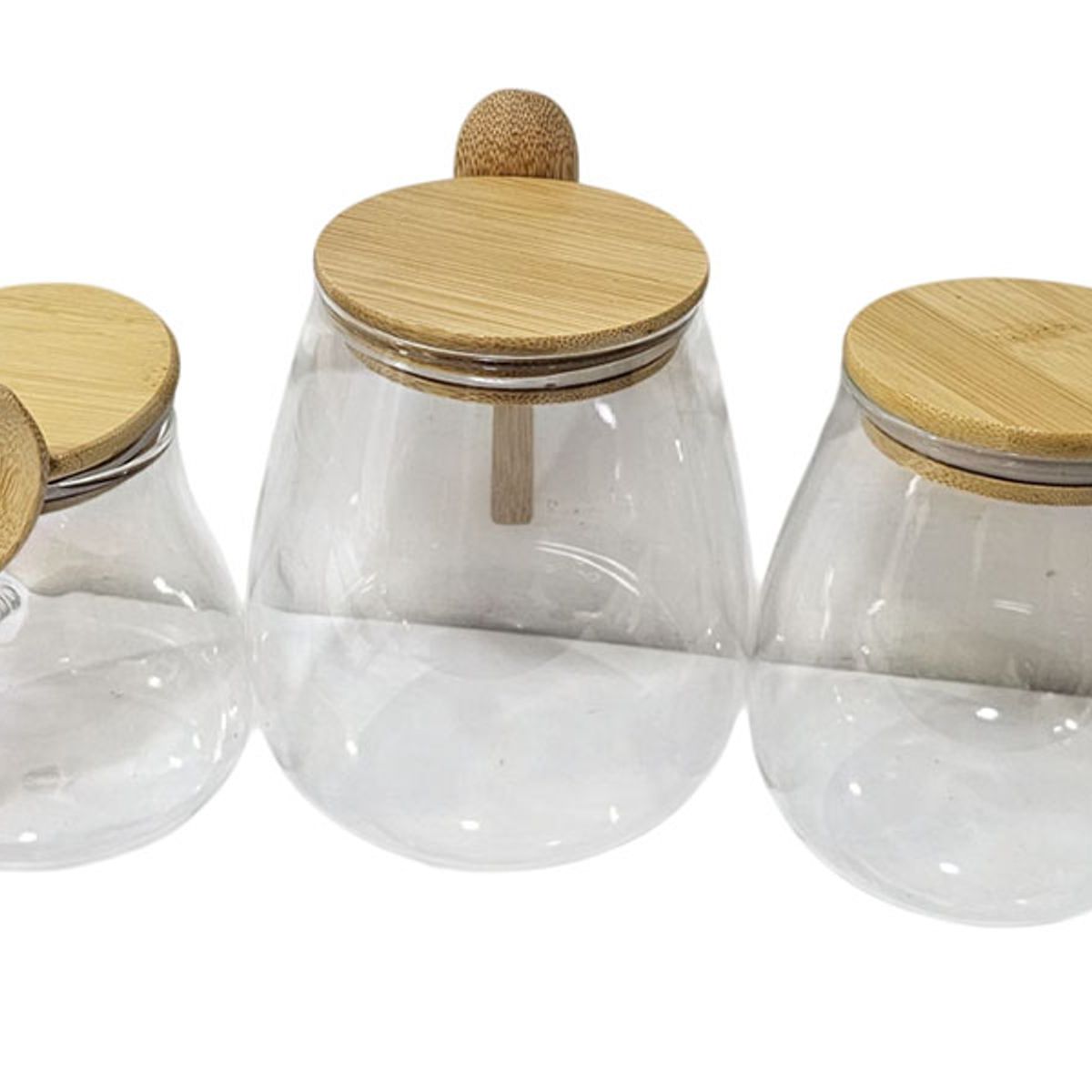 ICM - Juego de 3 Recipientes Herméticos de Vidrio Incluye Cuchara y Tapa.