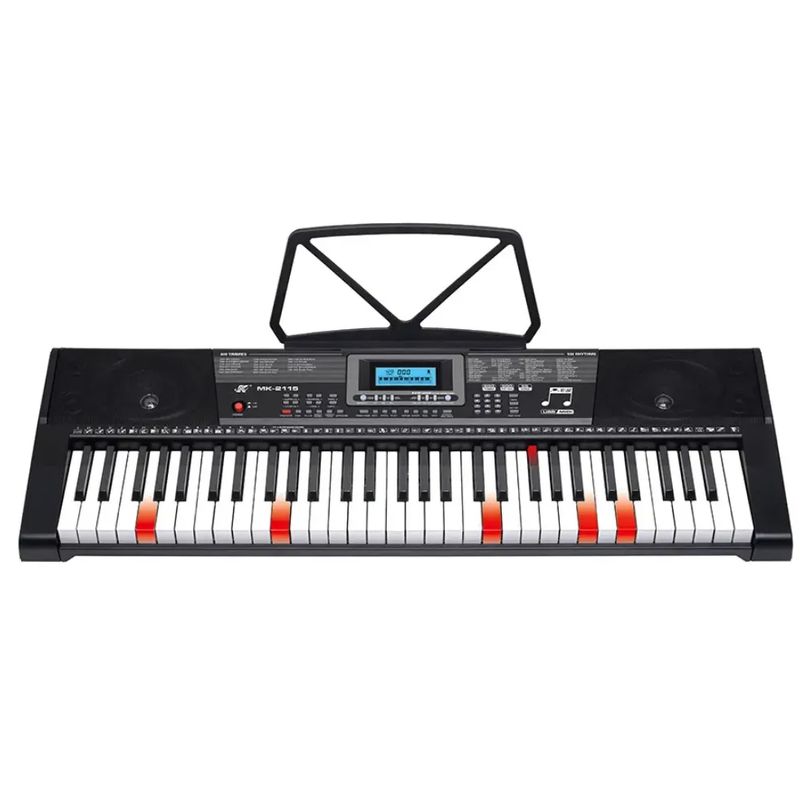 GENERICO - Teclado Musical 61 Teclas Mk-2115 Iluminadas Con Atril Pedal