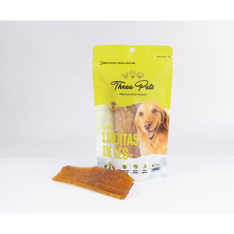 THREE PETS - Lonjitas de res 6" 100 gr