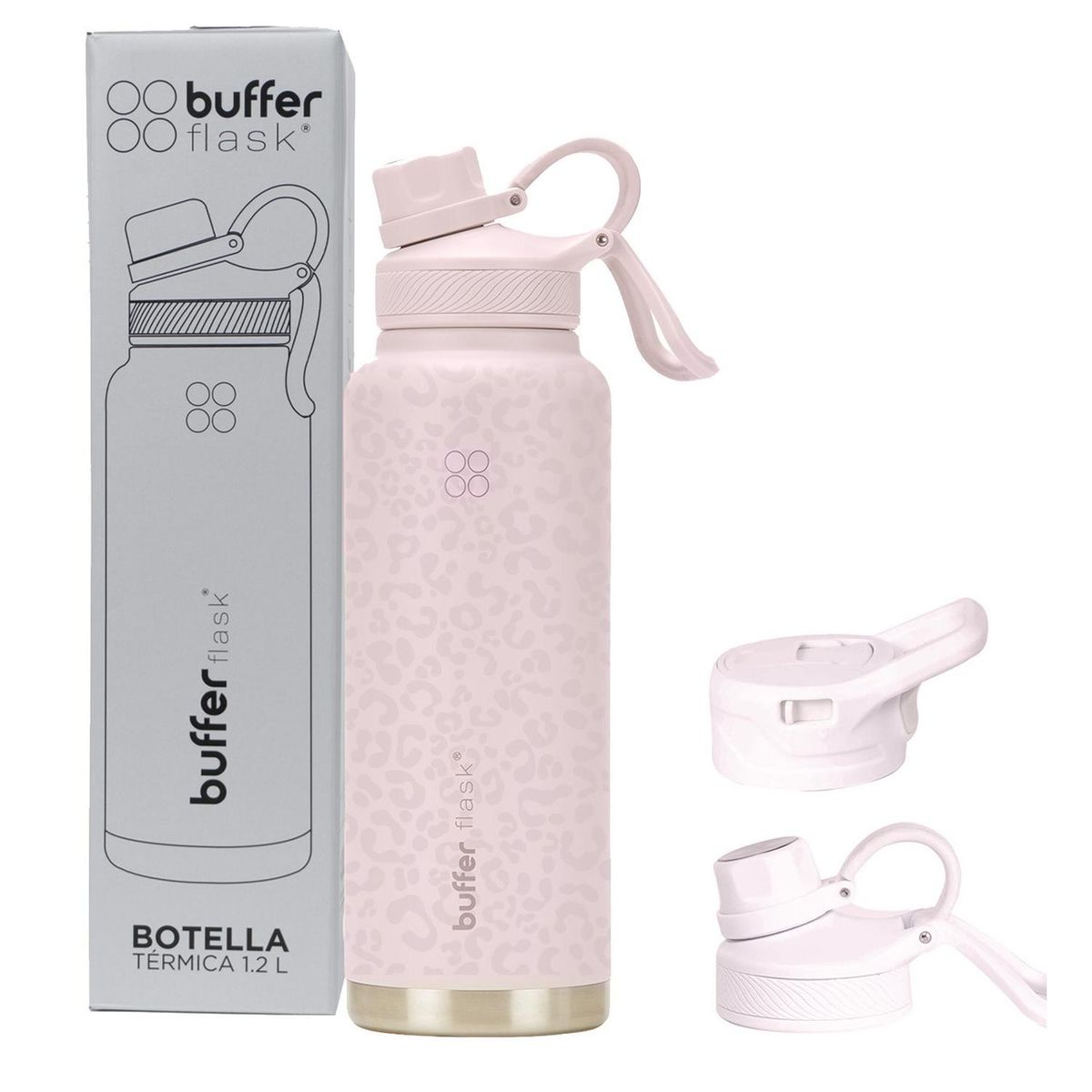 BUFFER FLASK - Termo Botella Termica 1,2 Buffer Acero Inox Tapas - Rosa