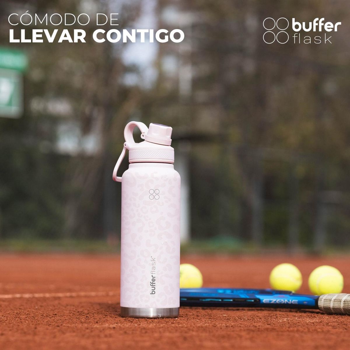 BUFFER FLASK - Termo Botella Termica 1,2 Buffer Acero Inox Tapas - Rosa