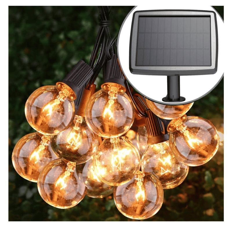 KOBALT - Guirnalda de luces solares 27 pies con 25 bombillas G40 para exteriores