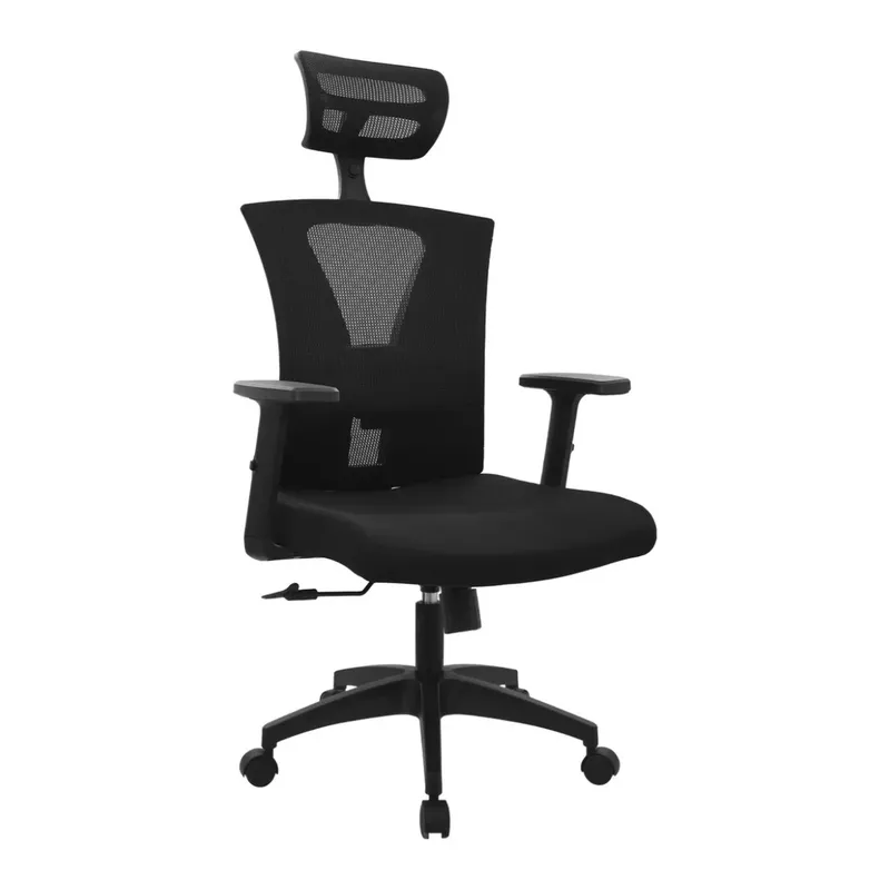 BONNO - Silla Ergonómica Bonno Niza Con Cabecero Cómoda Moderna Color Negro