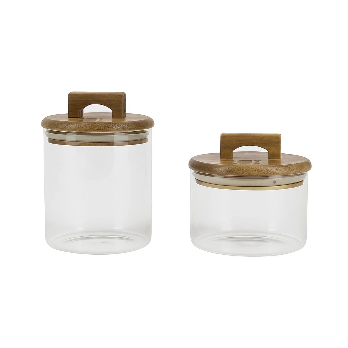 BERGNER - SET X2 TARROS EN VIDRIO PARA ALMACENAR CON TAPA DE ACACIA