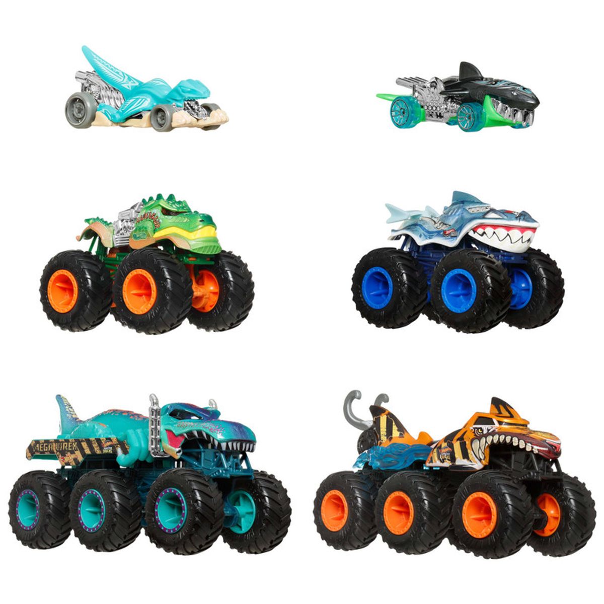 HOT WHEELS - Hot Wheels Monster Trucks Vehículo Shark Vs Dino Multipack