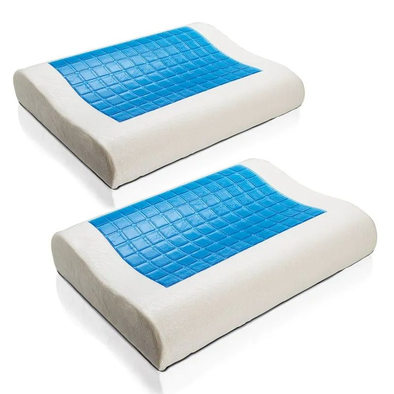 GENERICO - Set x2 Almohada Ortopedica Memory Foam Gel Activo Fresco Funda