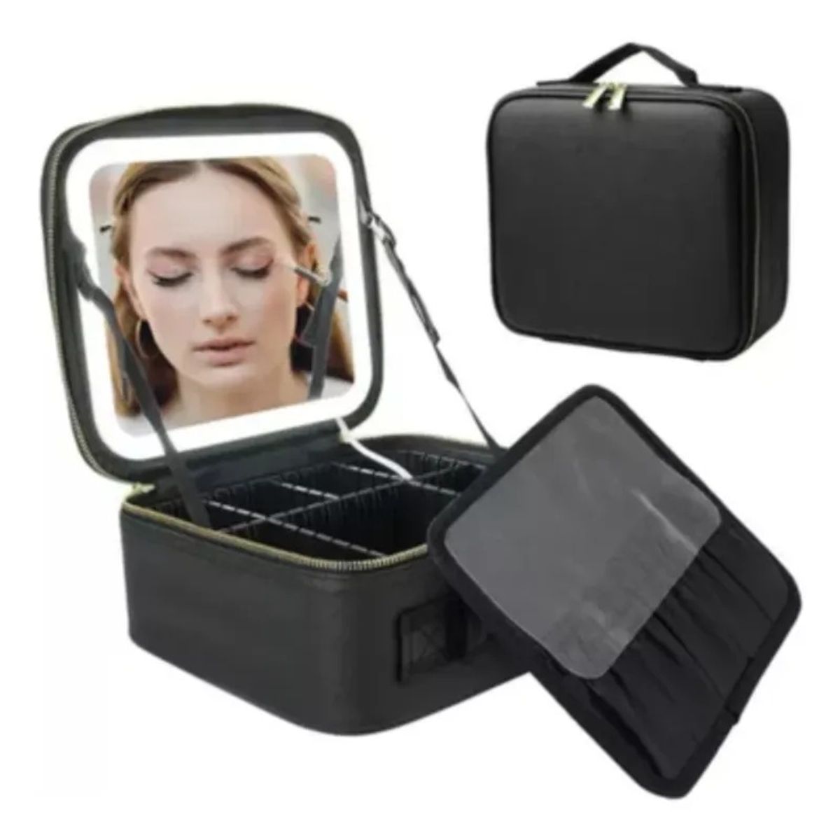 GENERICO - Cosmetiquera De Maquillaje Con Espejo Led Portatil