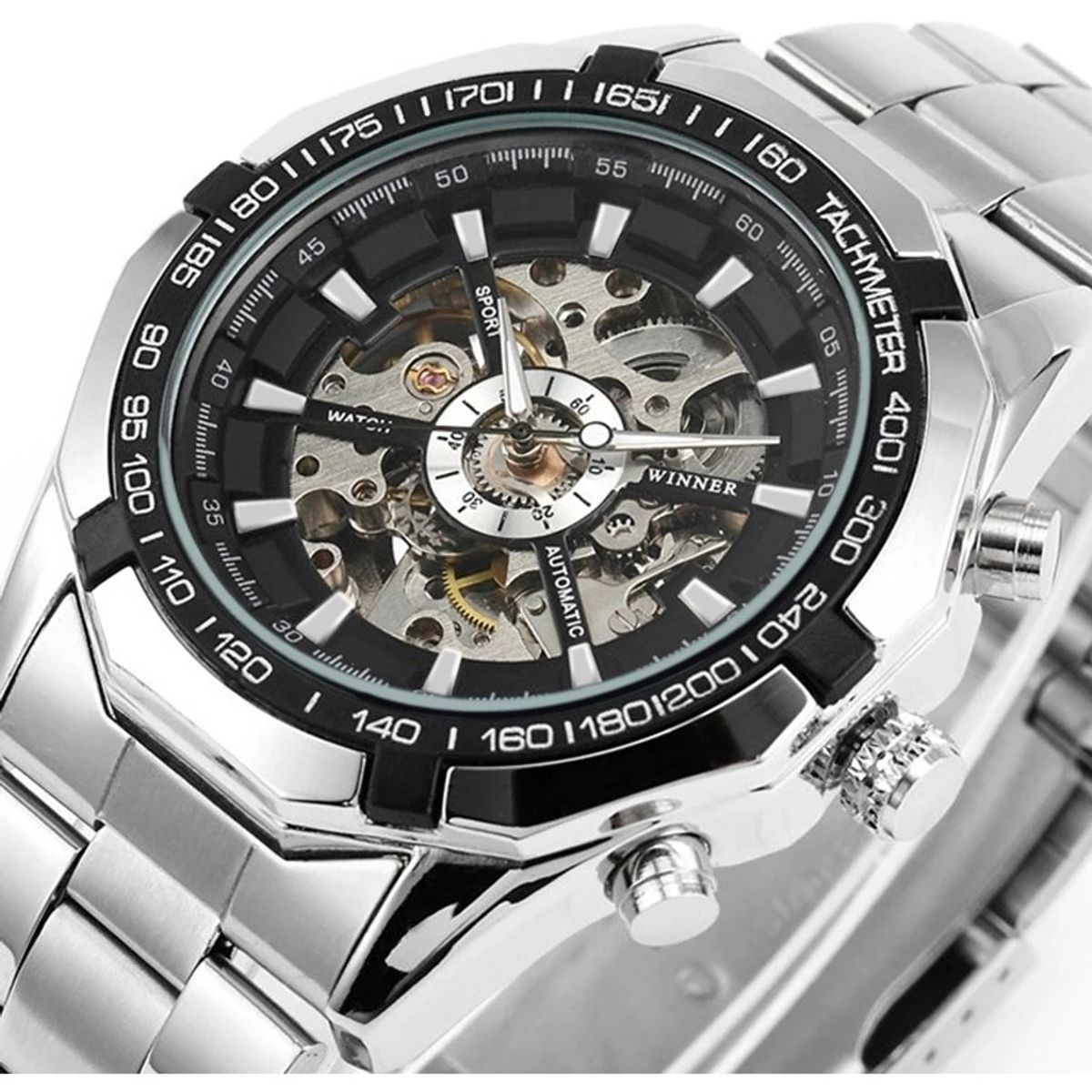 WINNER - RELOJ AUTOMATICO DE PULSO EN CAERO INOXIDABLE PARA HOMBRE