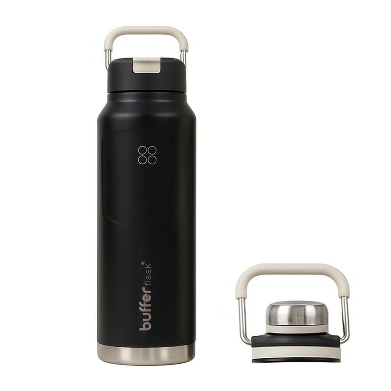 BUFFER FLASK - Termo Botella Termica Buffer Bebidas Calientes Frias 1 Lt - Negro