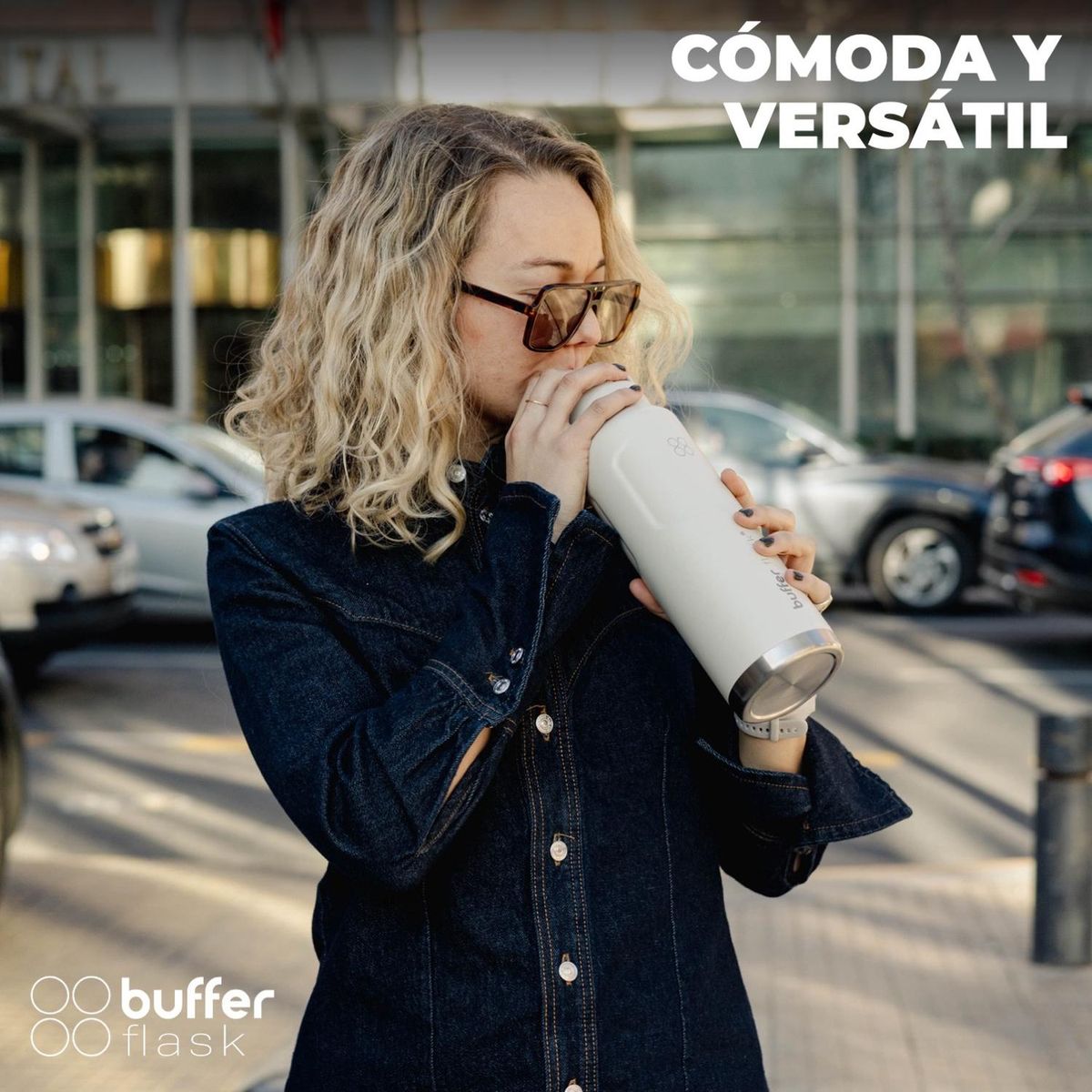 BUFFER FLASK - Termo Botella Termica Buffer Bebidas Calientes Frias 1 Lt - Beige