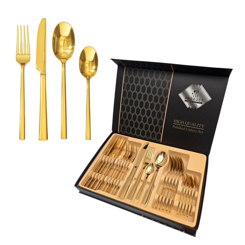 GENERAL - Juego De Cubiertos Acero Inoxidable Dorado R410FPR 24 Piezas