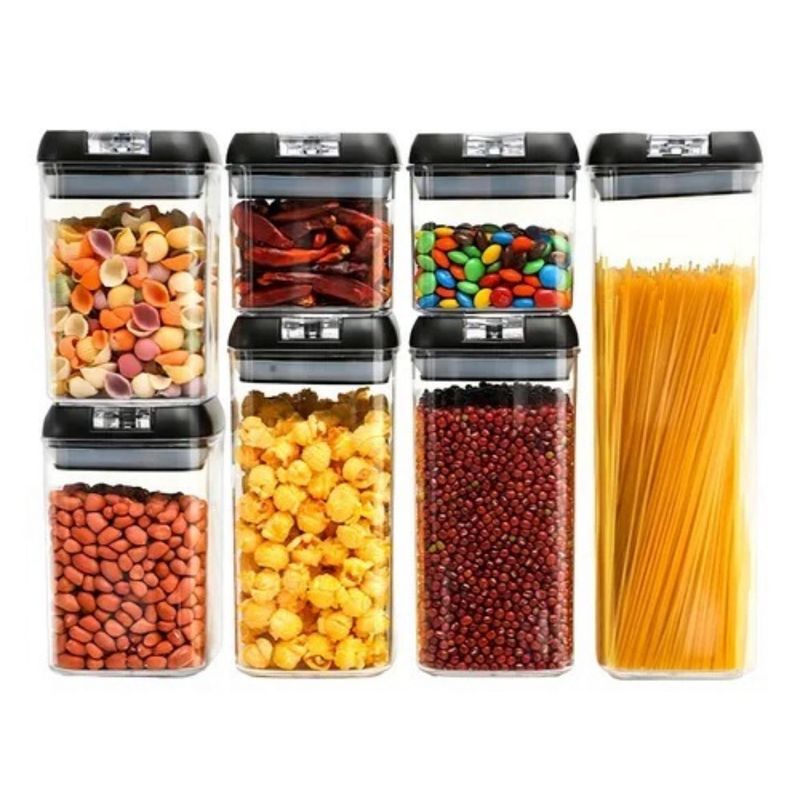 GENERICO - Juego De Recipientes Hermeticos Para Alimentos 7 Unidades Color Negro