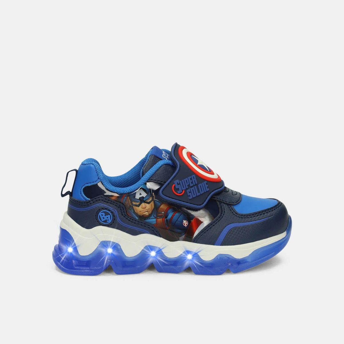 MARVEL - Tenis Con Luces Para Niño Bubblegummers Azul Nazario L 8Avengers