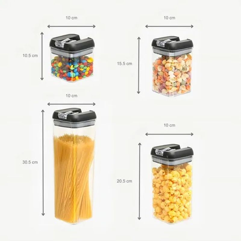GENERICO - Juego De Recipientes Hermeticos Para Alimentos 7 Unidades Color Negro