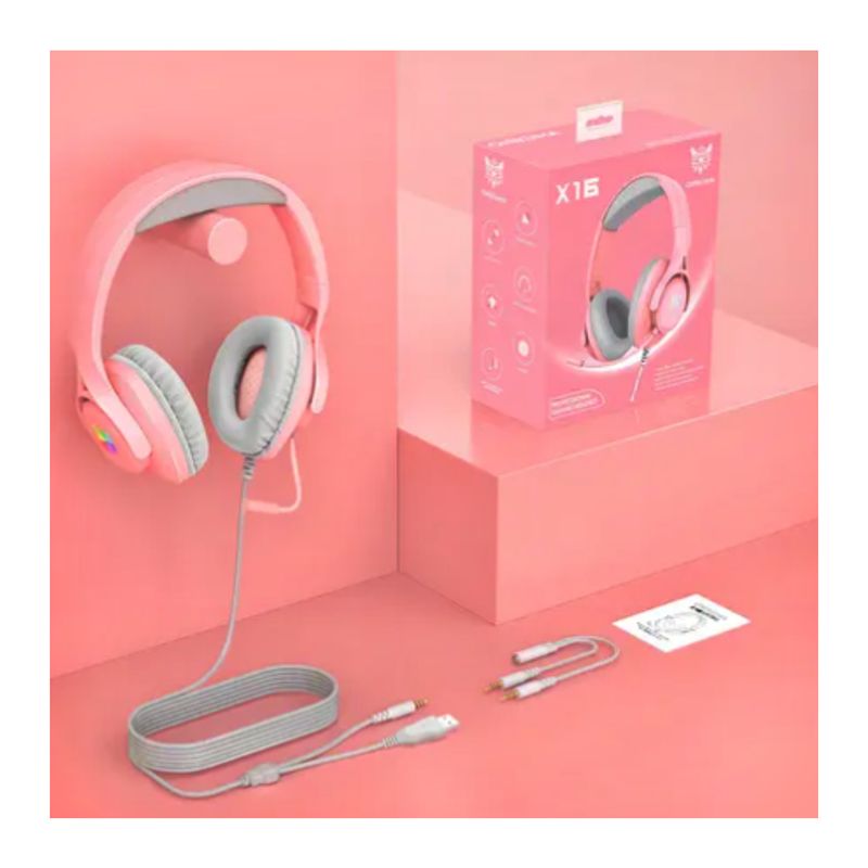 ONIKUMA - Audífonos Gamer ONIKUMA X16 con Micrófono y sonido Envolvente Rosado