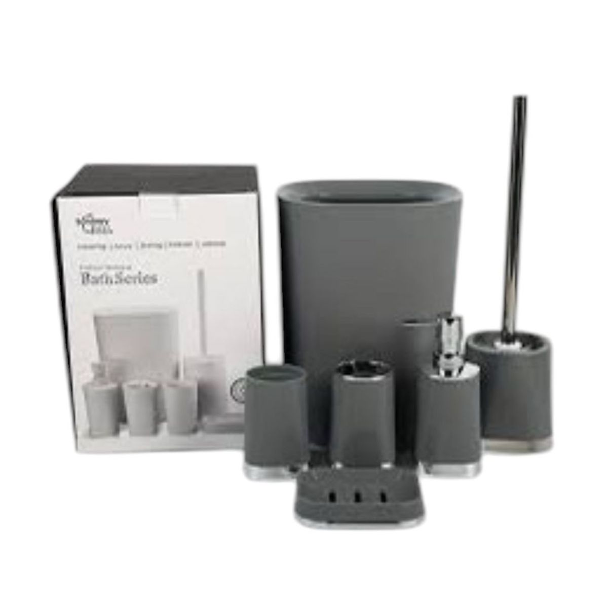 GENERICO - Kit Set 6 Piezas de Baño Jabonera Papelera de Baño Soporte de Cepillo