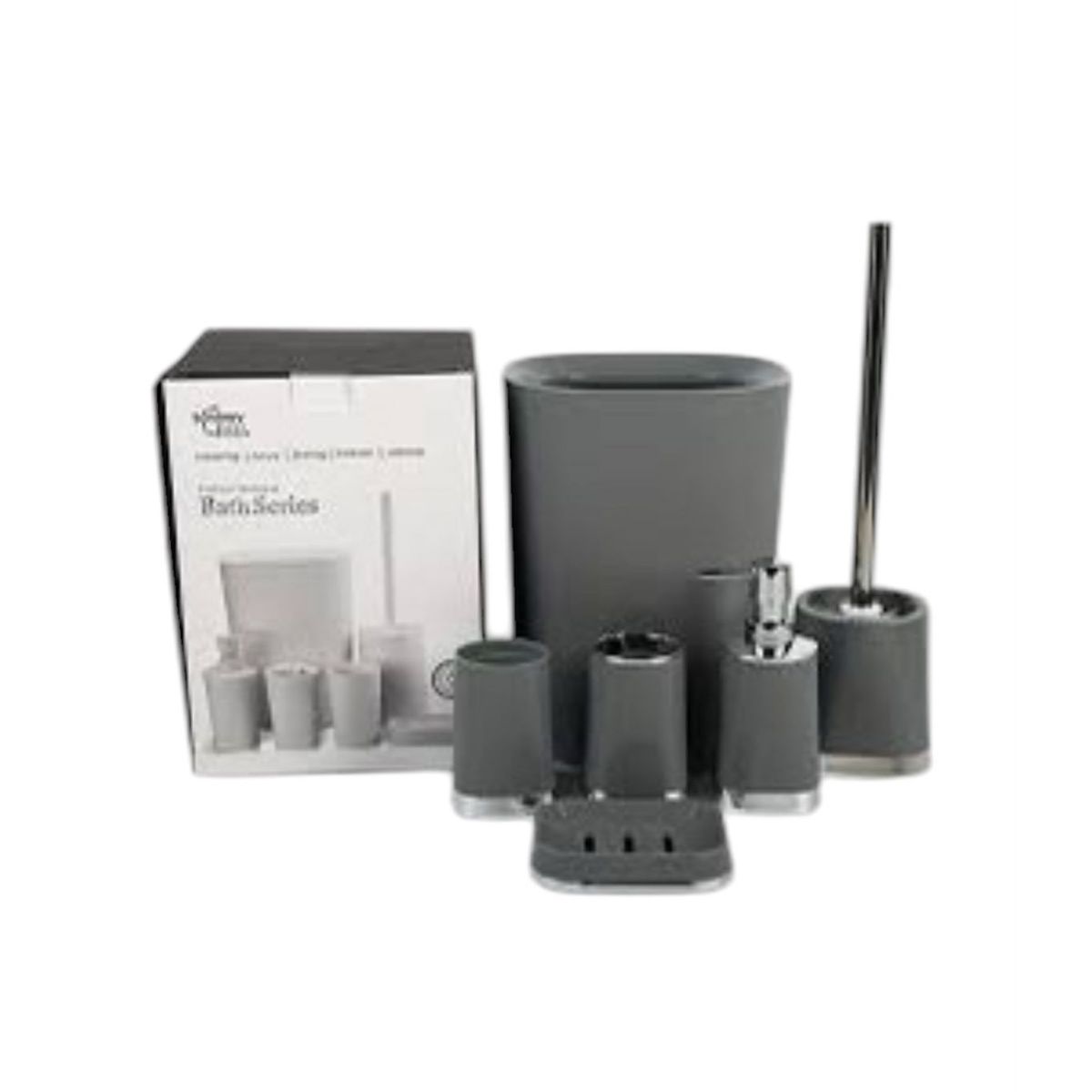 GENERICO - Kit Set 6 Piezas de Baño Jabonera Papelera de Baño Soporte de Cepillo