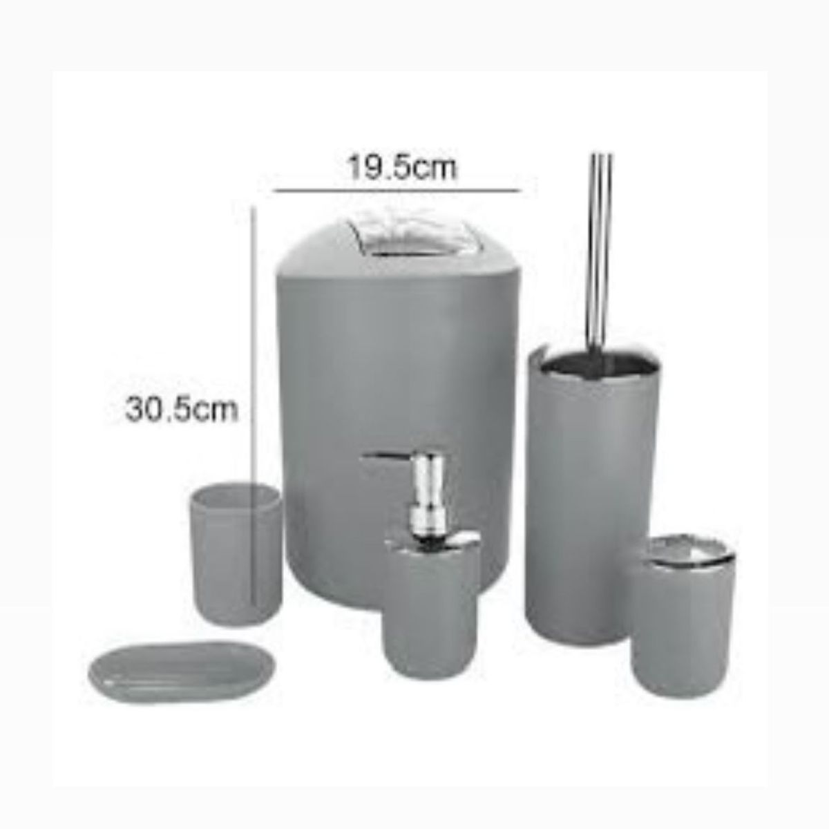 GENERICO - Kit Set 6 Piezas de Baño Jabonera Papelera de Baño Soporte de Cepillo