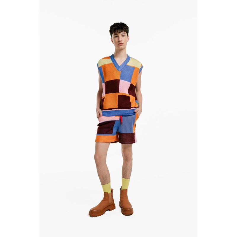 MAGLIONE - Chaleco Mosaico Cuello V con sisa