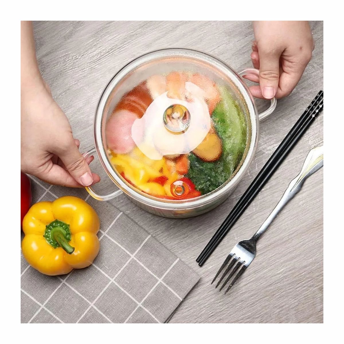 GENERICO - Olla De Vidrio Resistente Al Calor Cacerola Transparente