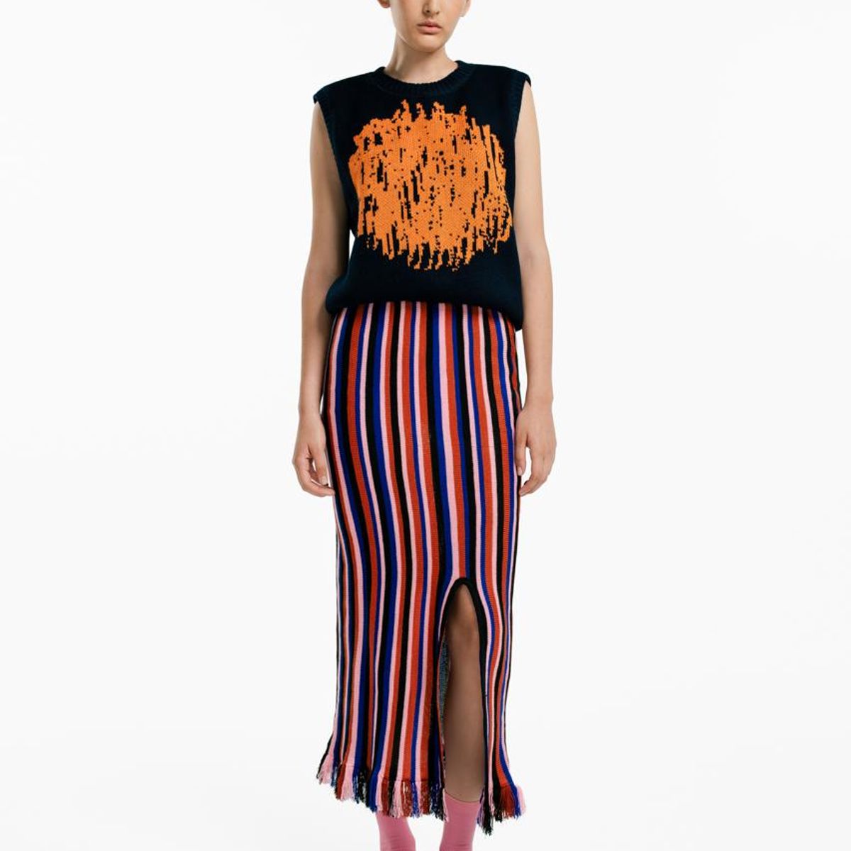 MAGLIONE - Chaleco Circulo Rayado Cuello redondo con sisa