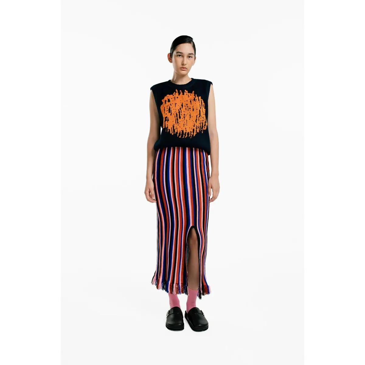 MAGLIONE - Chaleco Circulo Rayado Cuello redondo con sisa