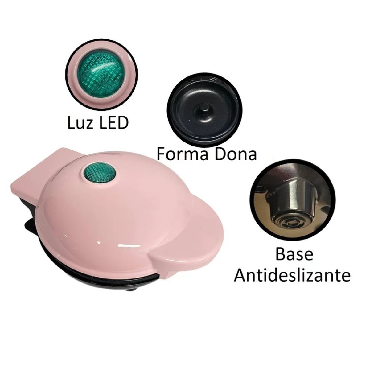 GENERICO - Máquina Mini Donas 3 Puestos Rosa Morada Rojo