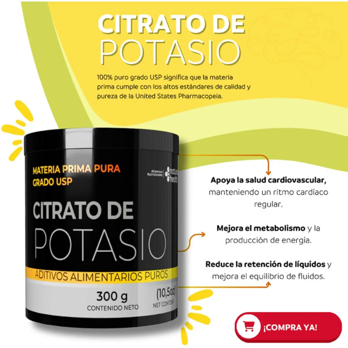 NATURAL ENERGY PRODUCTS - Citrato de Potasio Puro de Grado USP