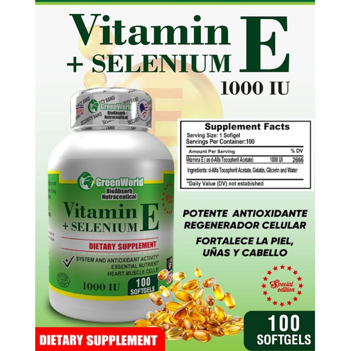 NATURAL ENERGY PRODUCTS - Vitamina E + Selenium X 1000 UI