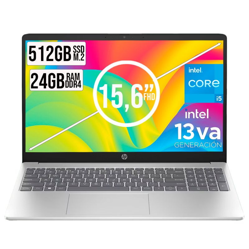 HP - PORTATIL HP 15 INTEL CORE I5-1334U SSD 512GB RAM 24GB LED 15,6 FHD WIN 11